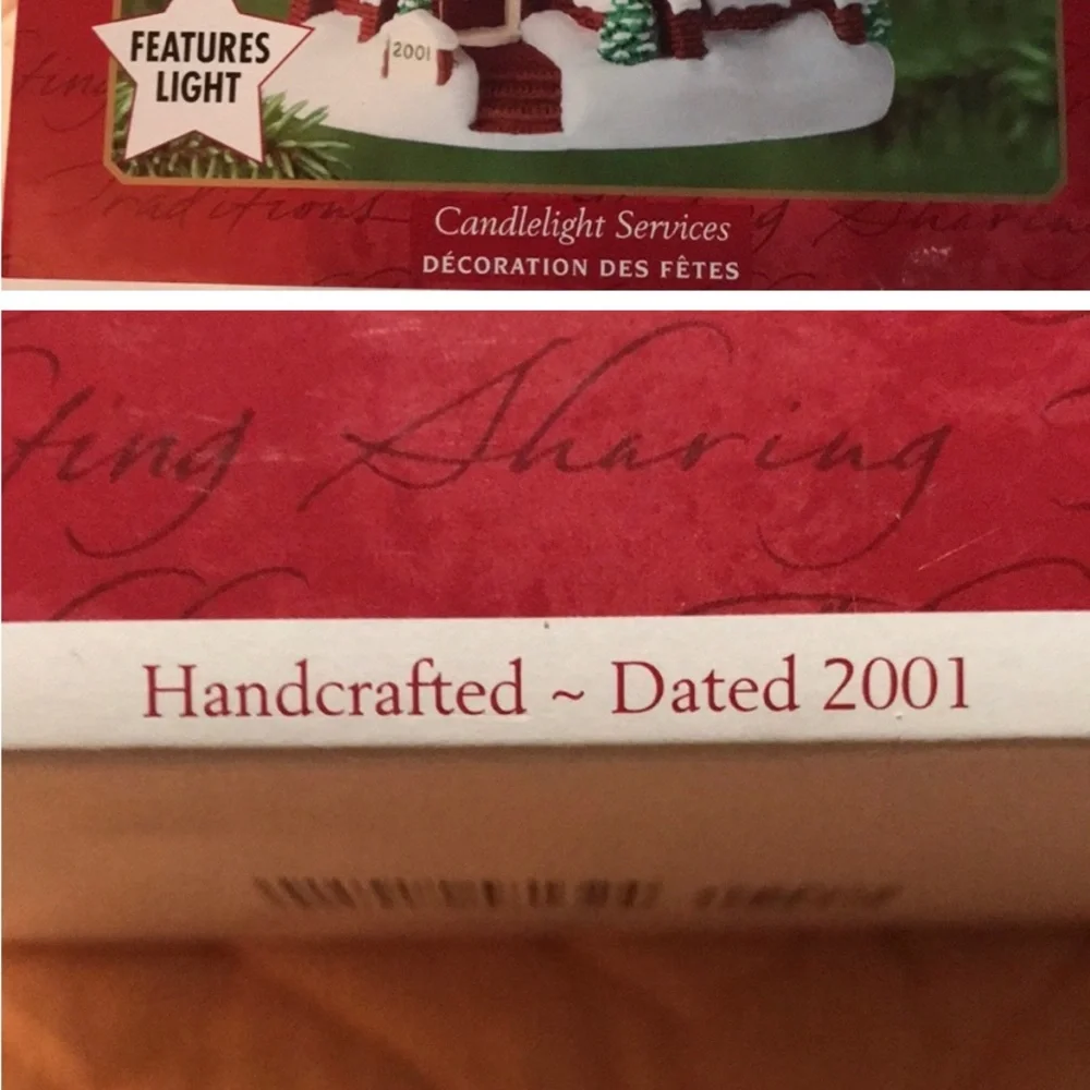 2001 hallmark light house and church bundle ornament